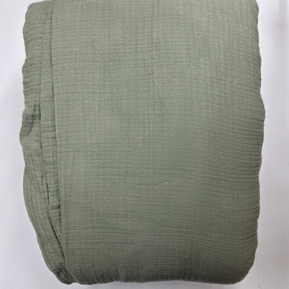 QUINCE Organic Airy Gauze Duvet Cover Set Full/Queen Olive 6664 - Picture 7 of 13